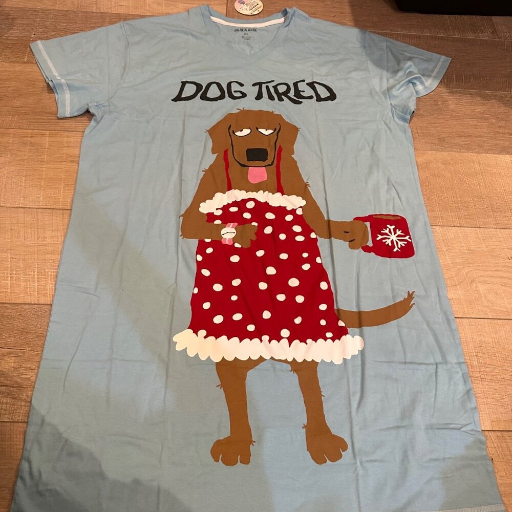 LITTLE BLUE HOUSE WOMENS ONE SIZE DOG TIRED NIGHT GOWN